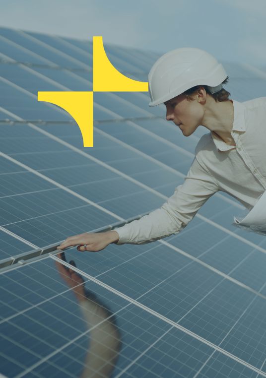 REKOSOLAR technician checking a mounted solar module assembly